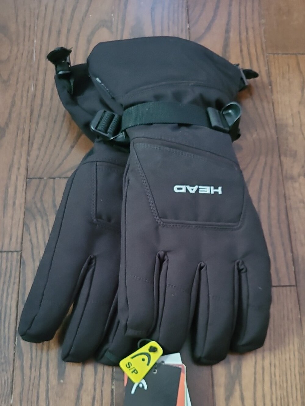 New Head Black Women's Winter Ski Gloves with Wrist Strap Size S